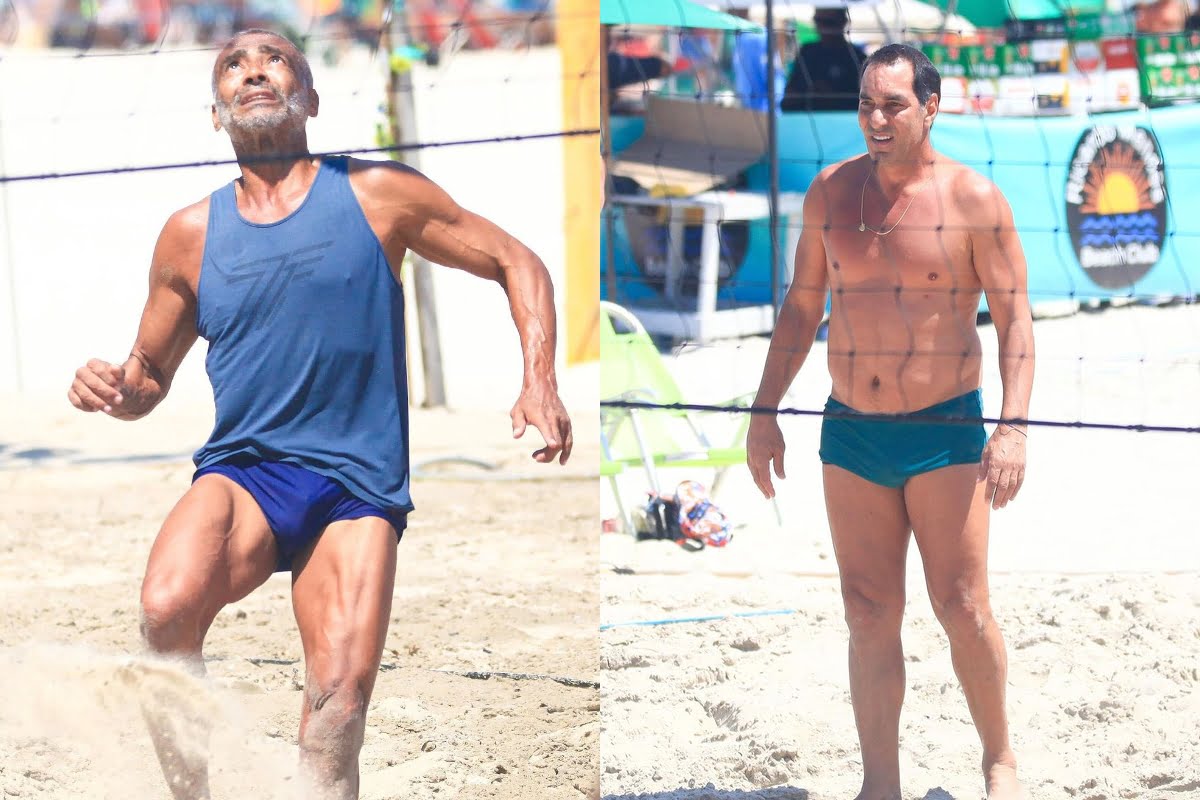 Será que rola reconciliação? Romário e Edmundo são vistos jogando futevôlei Foto: Fabrício Pioyani/AgNews